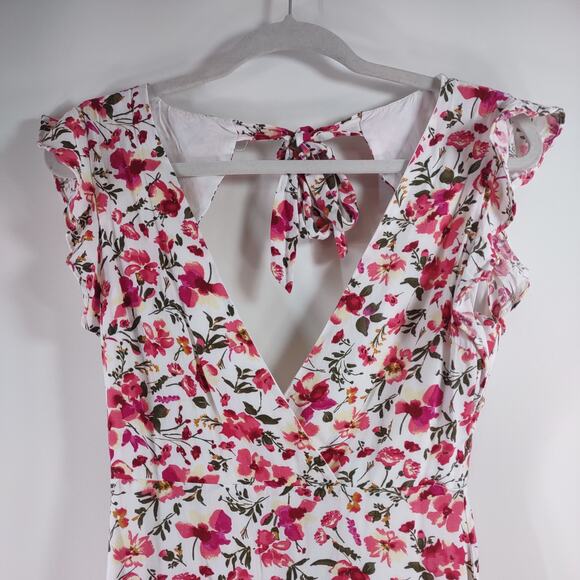 Hello Molly Floral Mini Dress with Deep V and Cut Out Back, Size Small - Picture 8 of 9